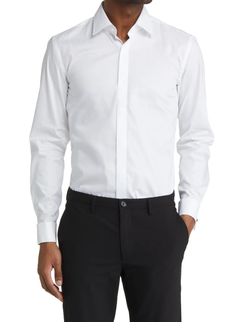 Hugo Boss Men’s Slim Fit French Cuff "Hank" Tuxedo Shirt 16.5/42